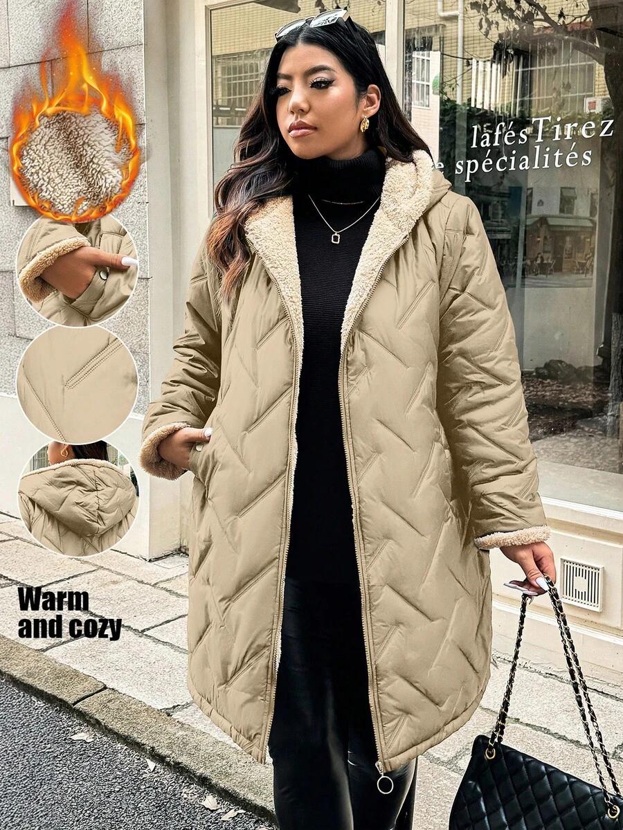SHEIN BEŻOWA PIKOWANA KURTKA KAPTUR W01__48