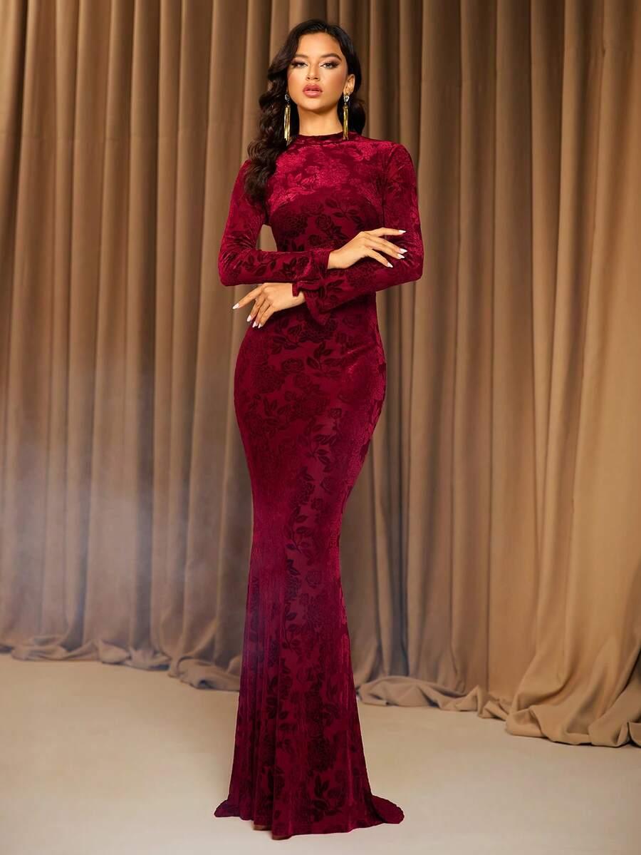 SHEIN CZERWONA MAXI SUKIENKA TEKSTURA S06__XS