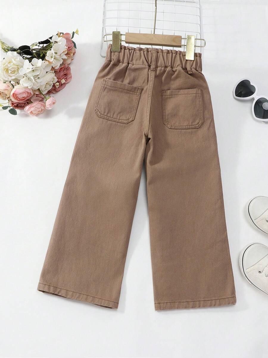 SHEIN BRĄZOWE SPODNIE JEANSOWE S06__98/104