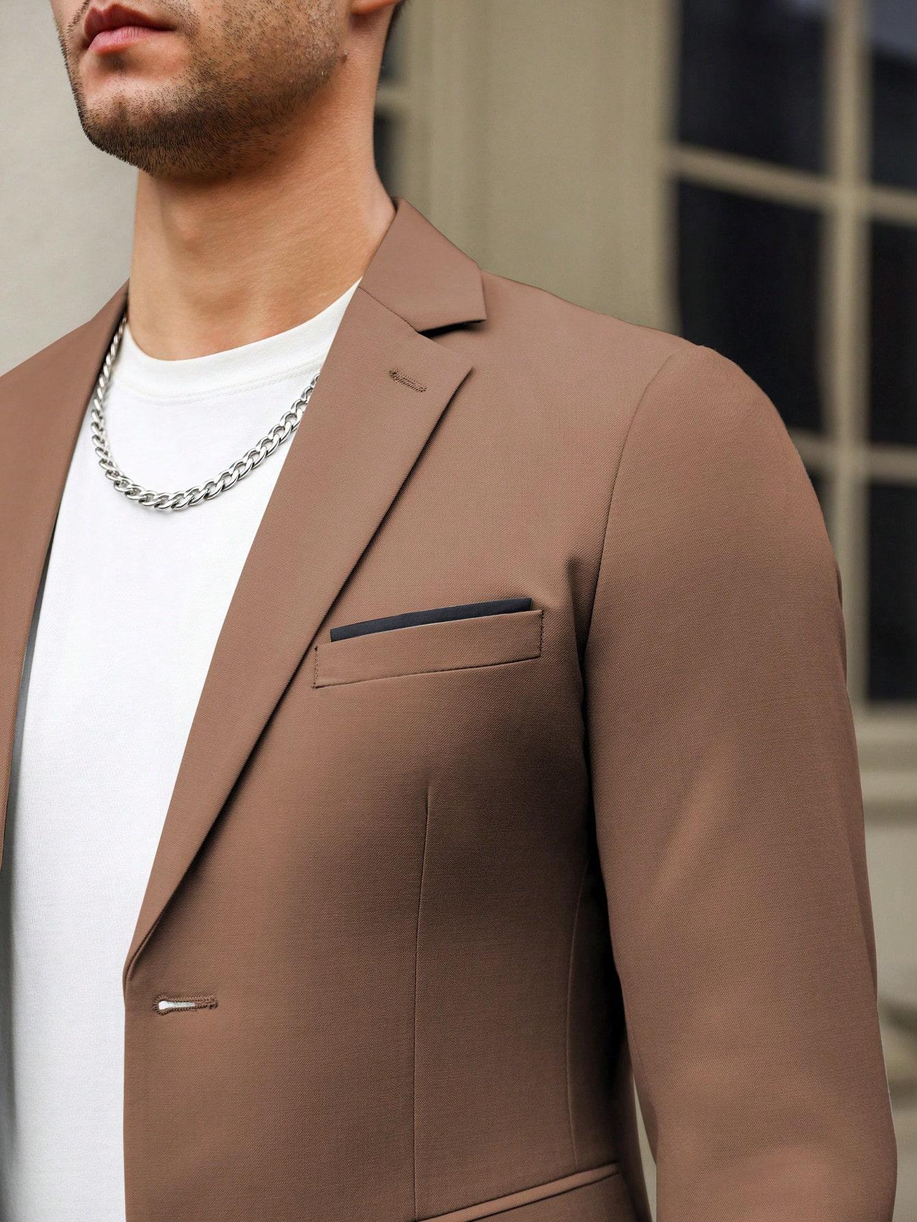 SHEIN BRĄZOWE SPODNIE MARYNARKA KOMPLET PK01__XXL/EU:54