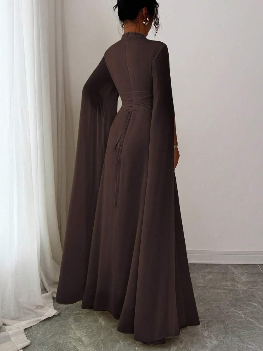 SHEIN BRĄZOWA MAXI SUKIENKA S06__S