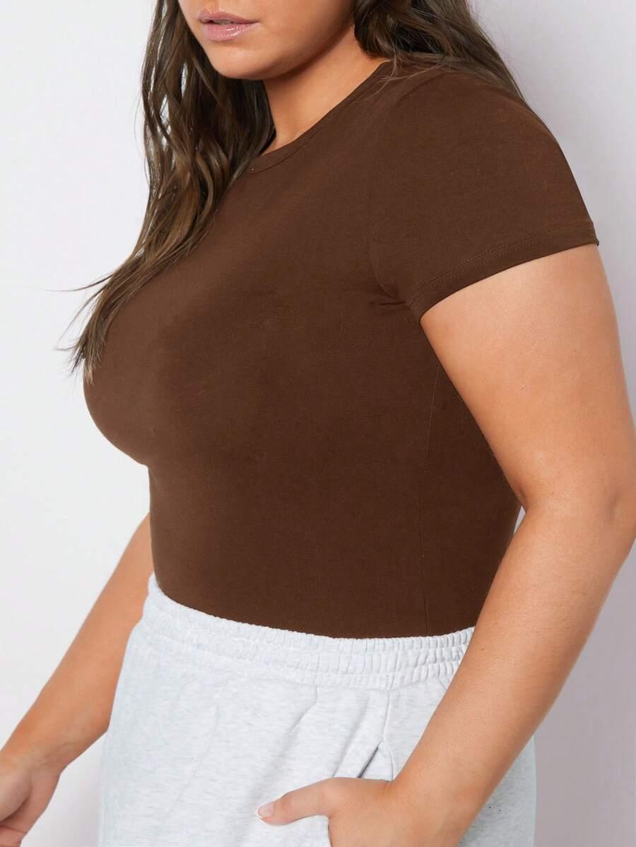 SHEIN BRĄZOWY T-SHIRT BASIC S06__48