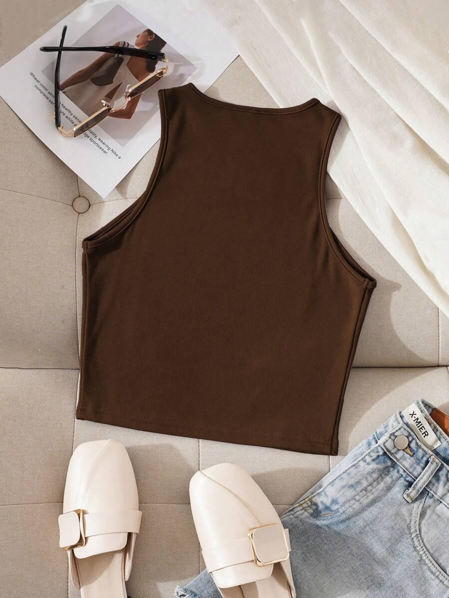 SHEIN BRĄZOWY TOP HAFT S06__M