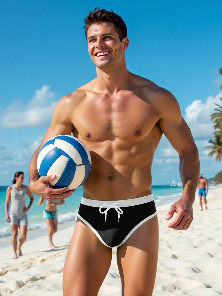 MANFINITY CZARNE KĄPIELÓWKI WIĄZANIE S09__M