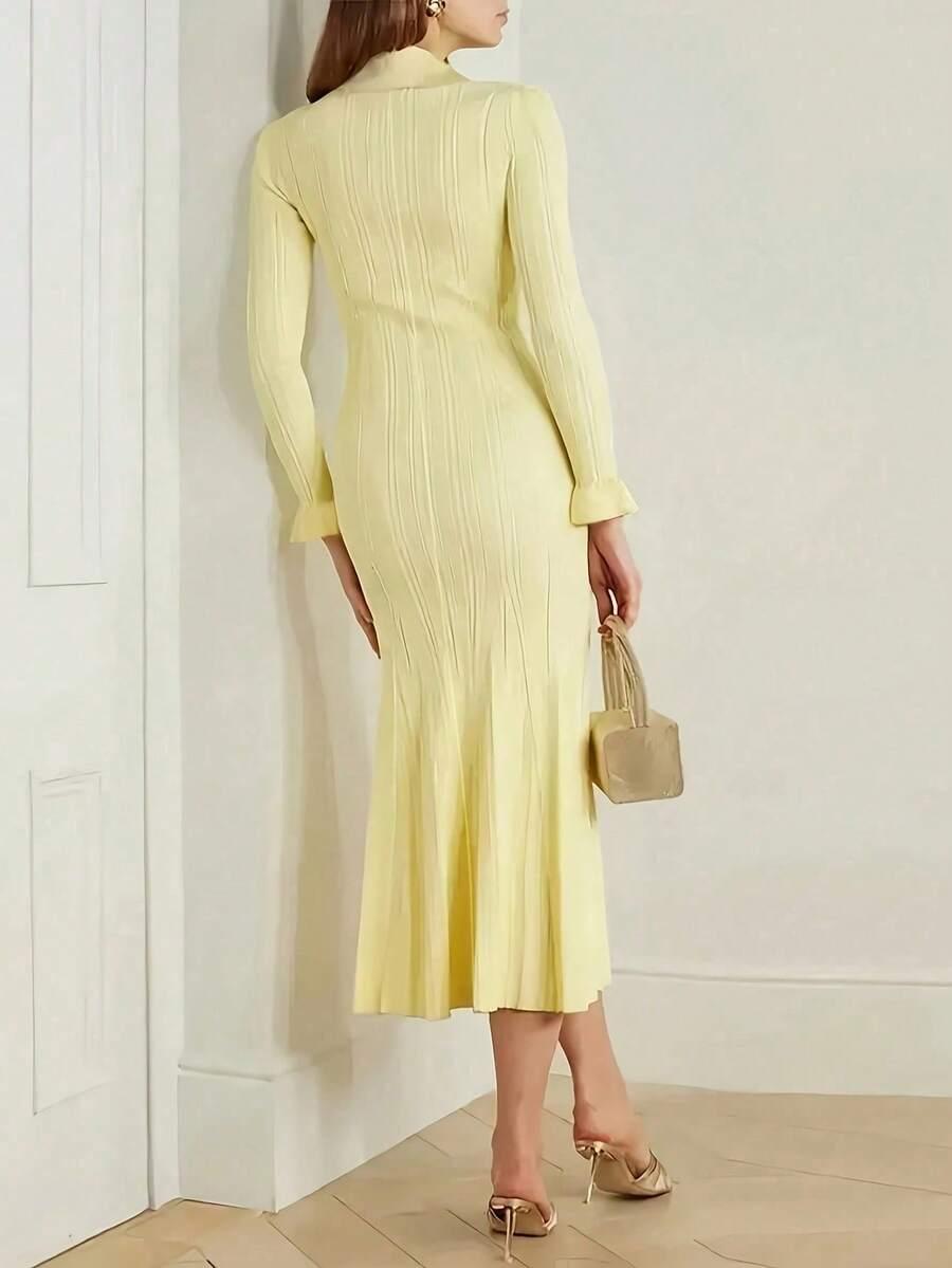 SHEIN ŻÓŁTA DZIANINOWA SUKIENKA S06__M