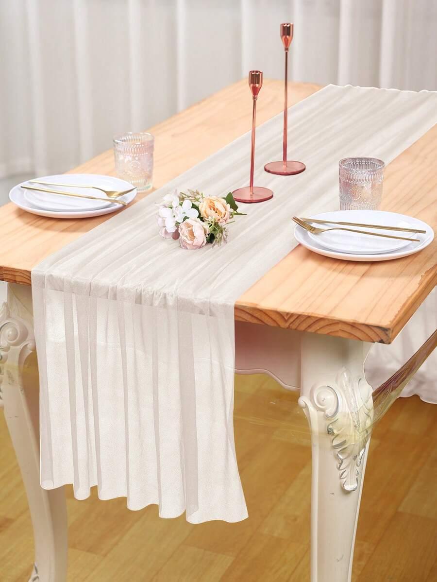 SHEIN BIAŁY BIEŻNIK TIUL S07__72X180CM
