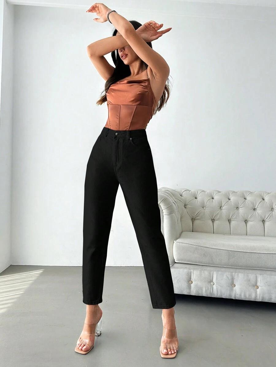 EURMUSE CZARNE SPODNIE JEANS S06__S