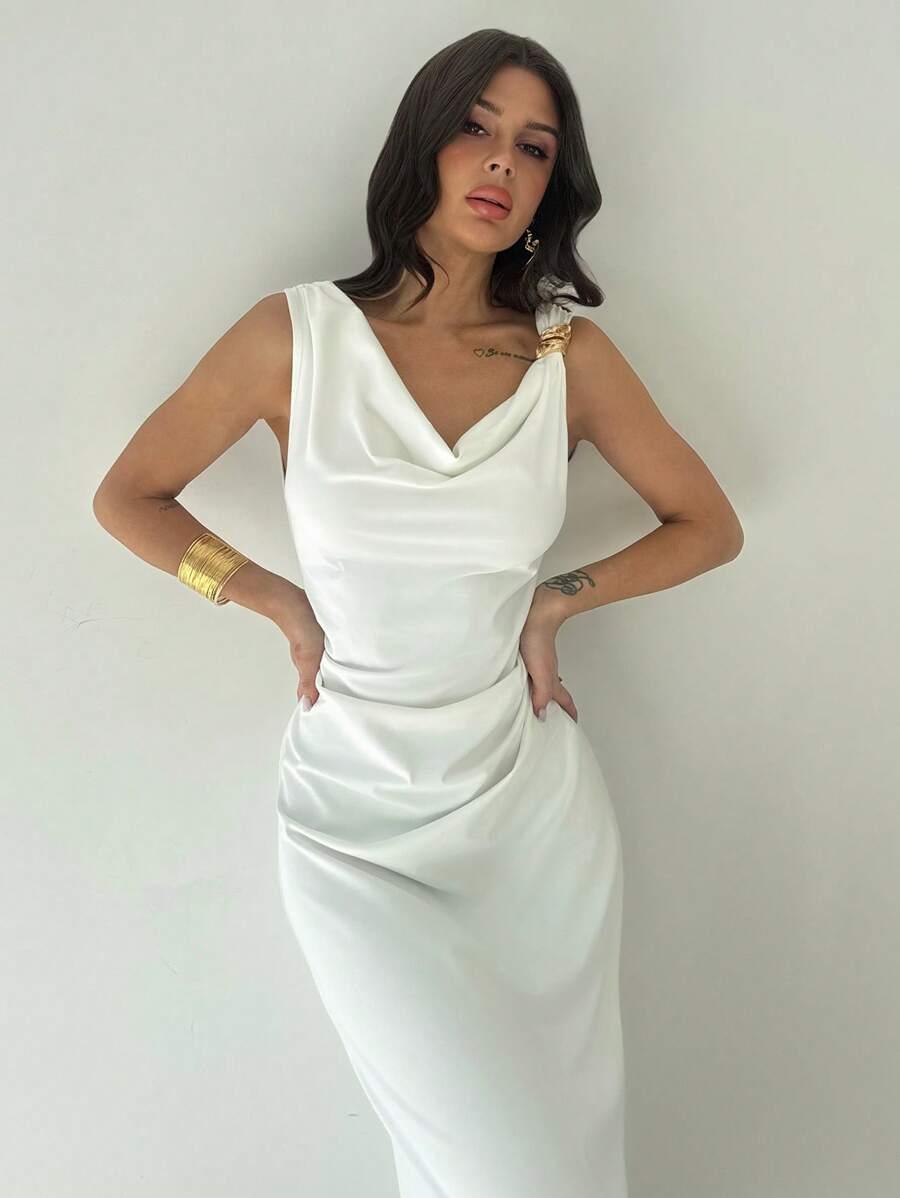 SHEIN BIAŁA SUKIENKA LEJĄCY DEKOLT S06__XL