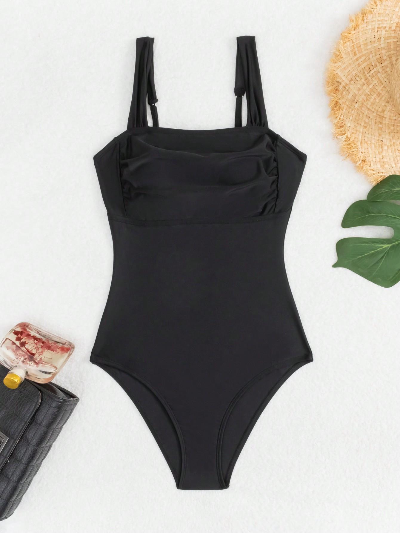 SHEIN CZARNY JEDNOCZĘŚCIOWY STRÓJ KĄPIELOWY S09__L