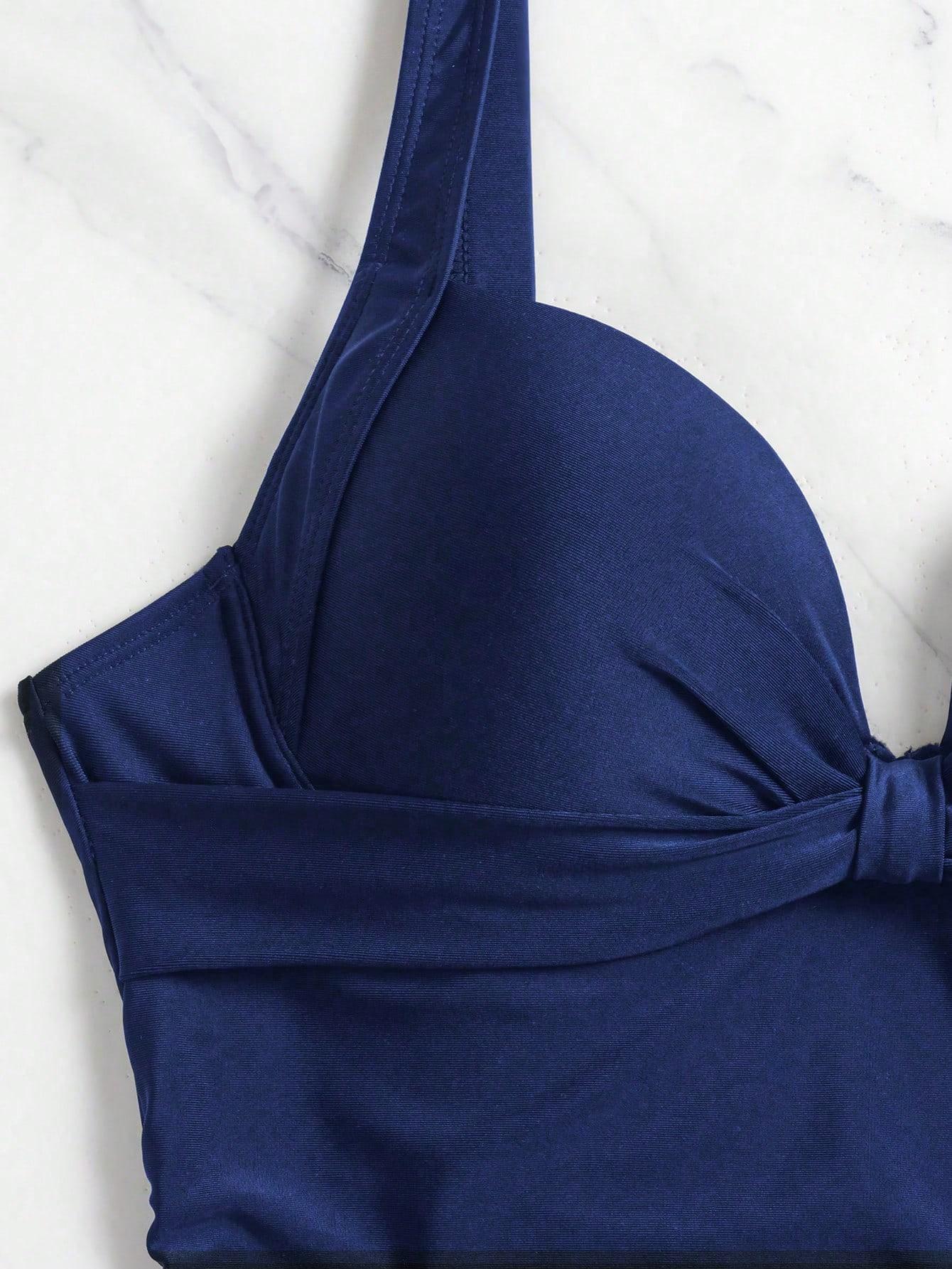 SHEIN GRANATOWY JEDNOCZĘŚCIOWY STRÓJ KĄPIELOWY S09__M