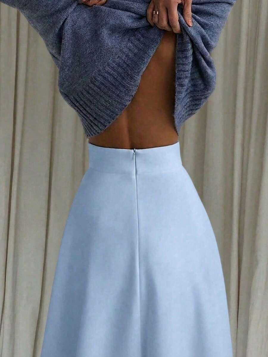 SHEIN NIEBIESKA MIDI SPÓDNICA S06__L