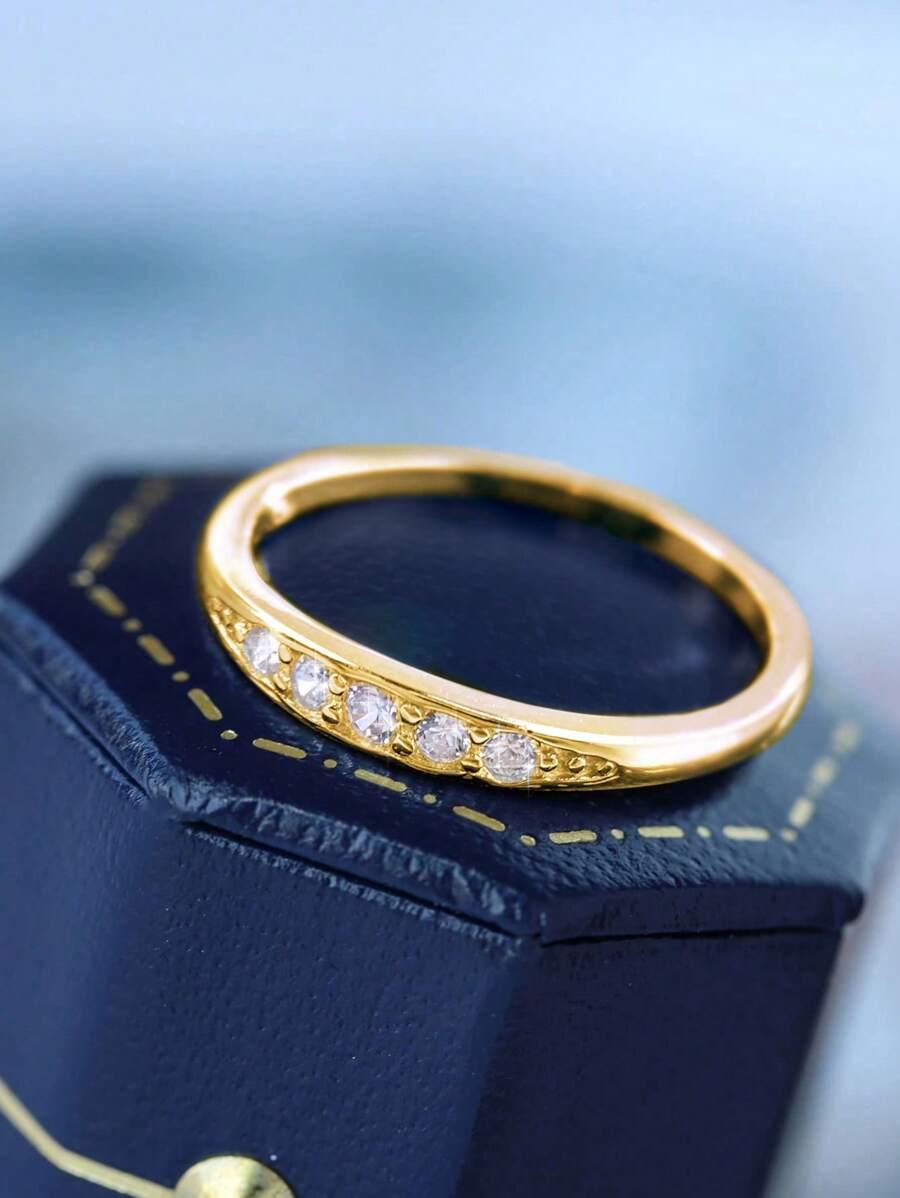 SHEIN ZŁOTY PIERŚCIONEK CYRKONIE S07
