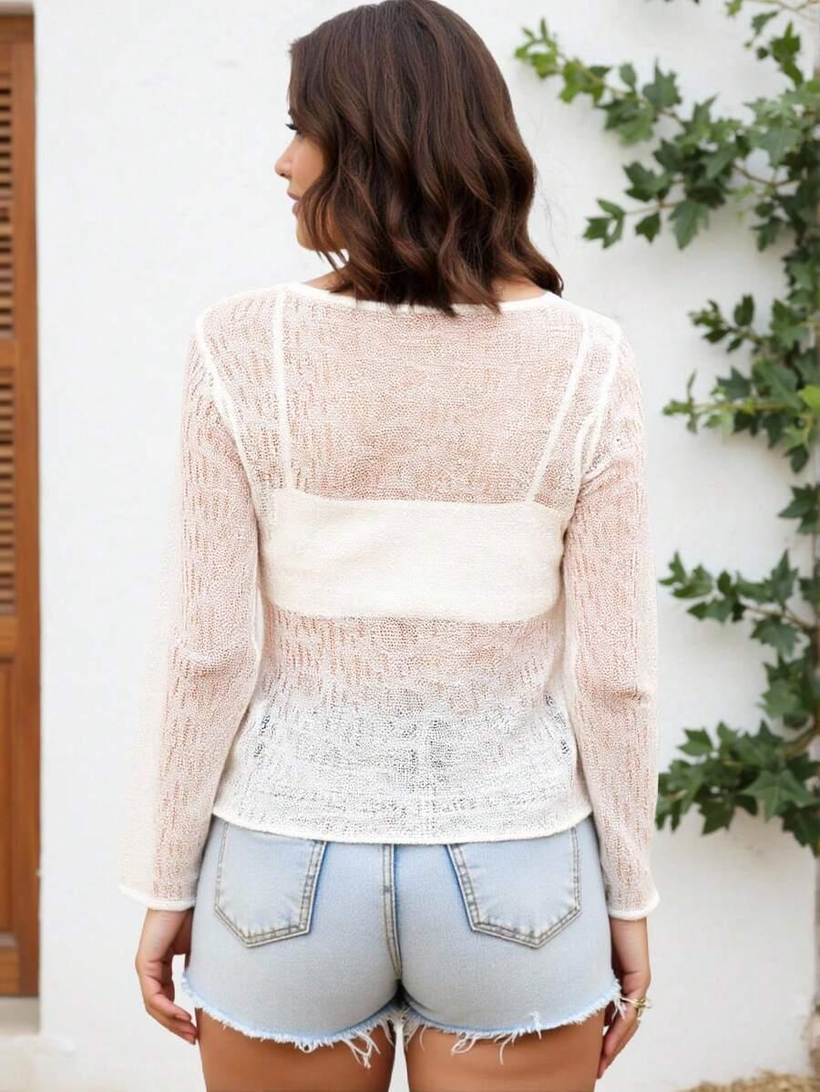SHEIN BIAŁA BLUZKA DŁUGI RĘKAW SIATECZKA S06__XXL