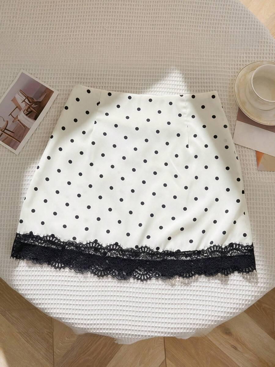 SHEIN BIAŁA MINI SPÓDNICA GROSZKI S06__L