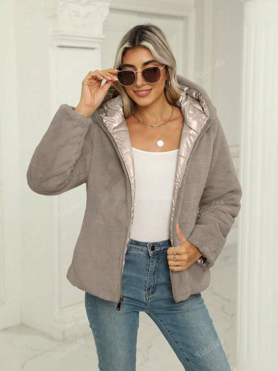 SHEIN DWUSTRONNA PIKOWANA KURTKA MIŚ W01__L