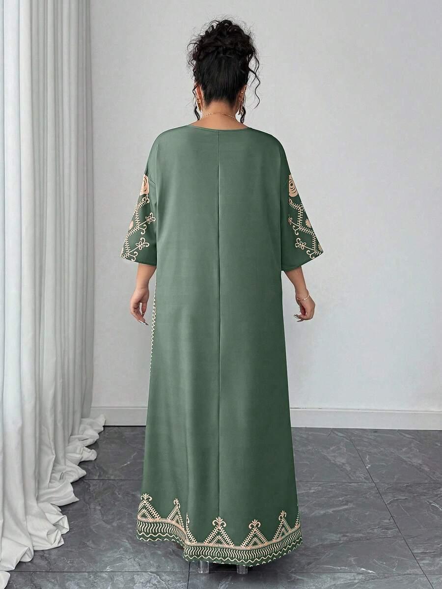 ELENZGA ZIELONA MAXI SUKIENKA V-NECK S06__48
