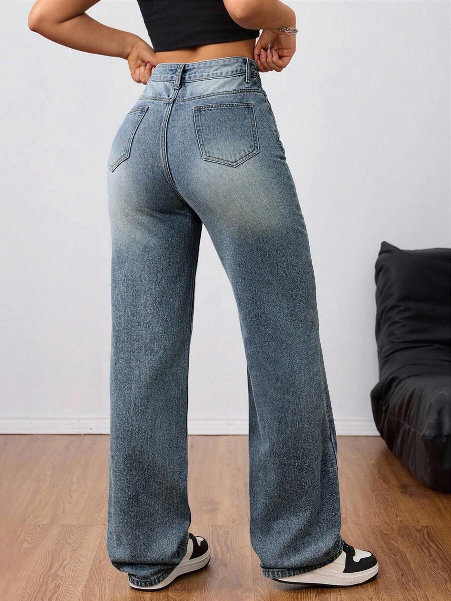 SHEIN SPODNIE JEANS WYSOKI STAN S06__L