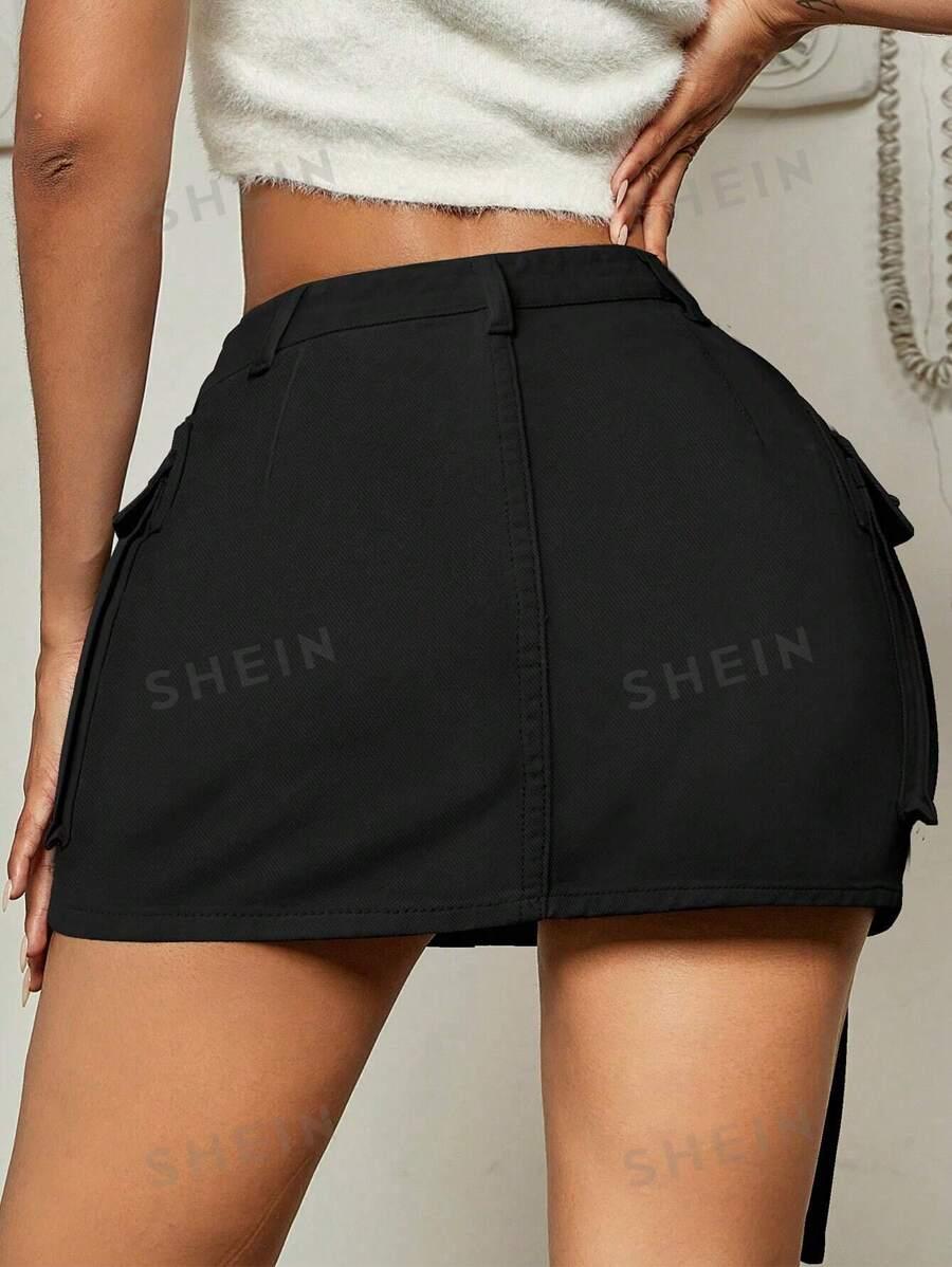 SHEIN CZARNA SPÓDNICA JEANS S06__S