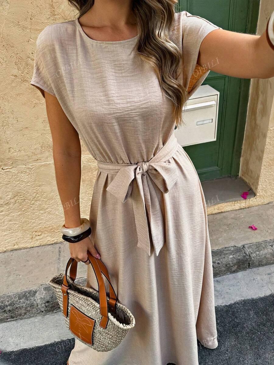 SHEIN BEŻOWA MAXI SUKIENKA S06__XL