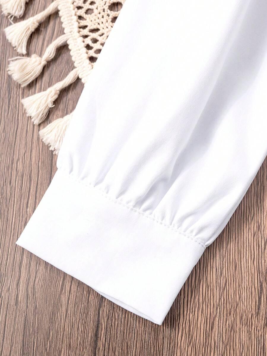 SHEIN KLASYCZNA BIAŁA KOSZULA Z DŁUGIM RĘKAWEM PK01__110/116