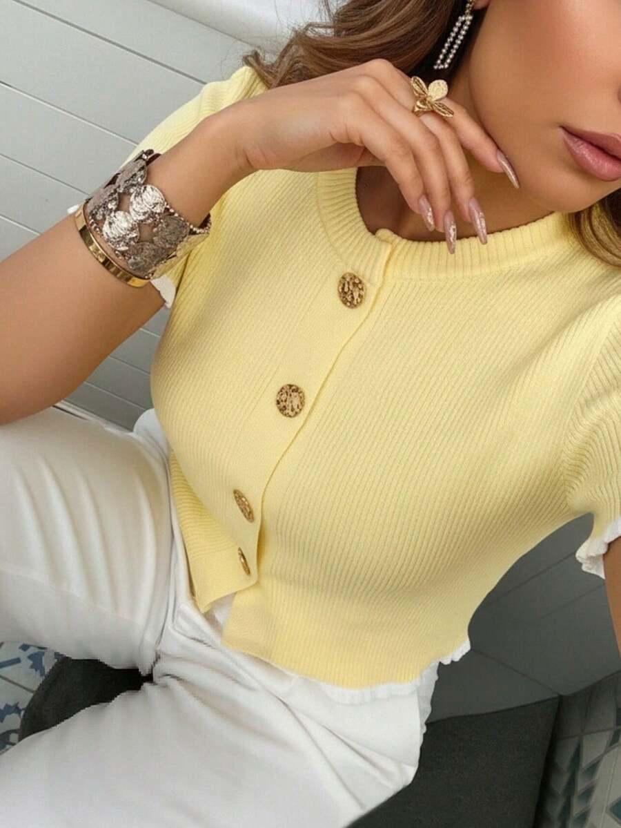 SHEIN SWETER KRÓTKI RĘKAW S06__M