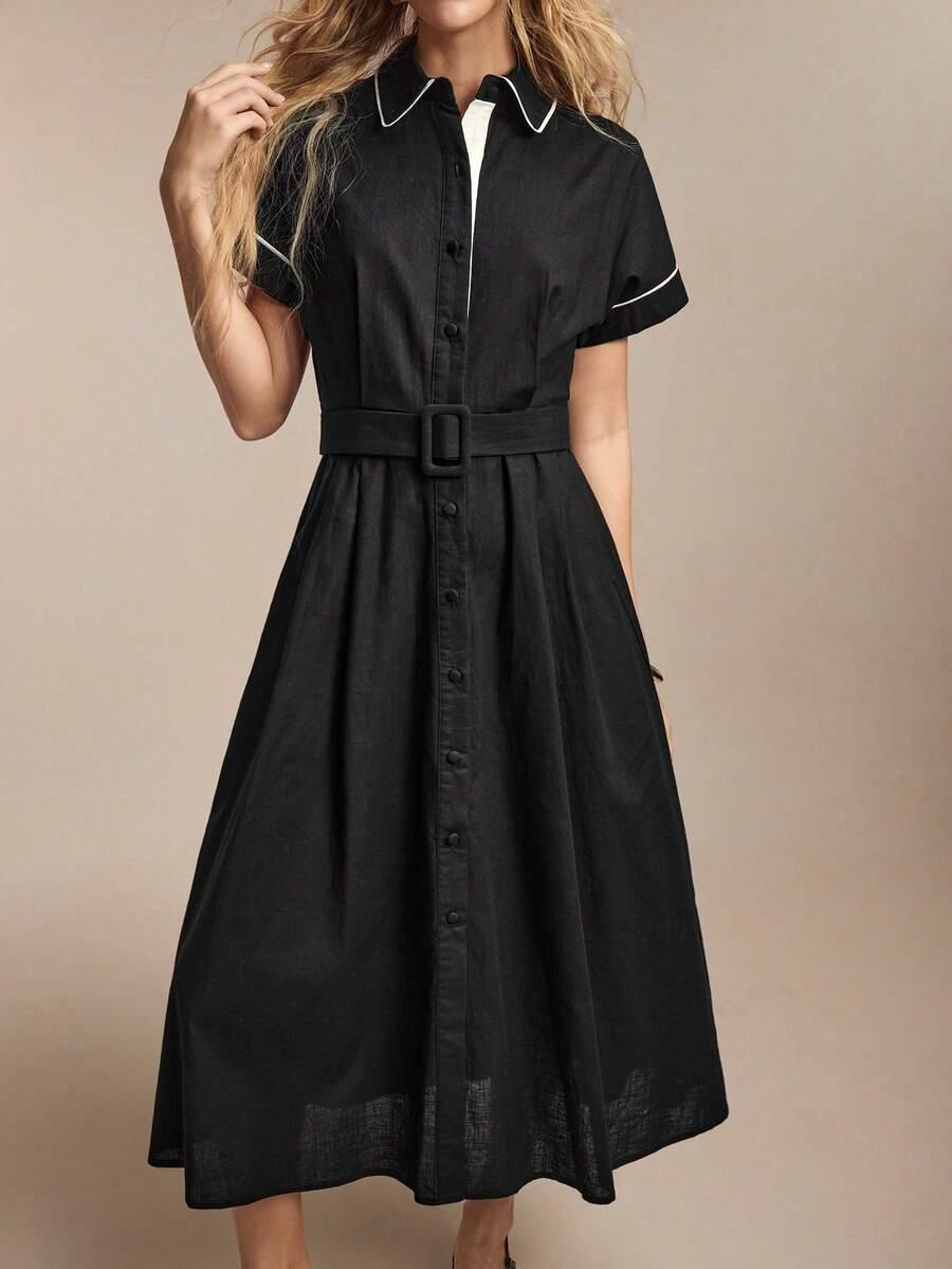 BIZCHIC CZARNA MIDI SUKIENKA S06__S