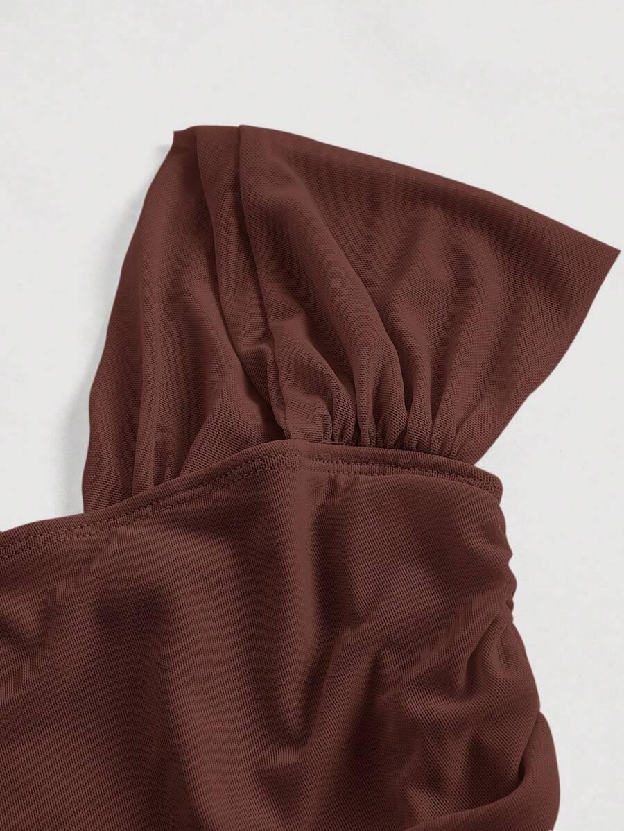 SHEIN BRĄZOWY TOP MARSZCZENIE S06__XS