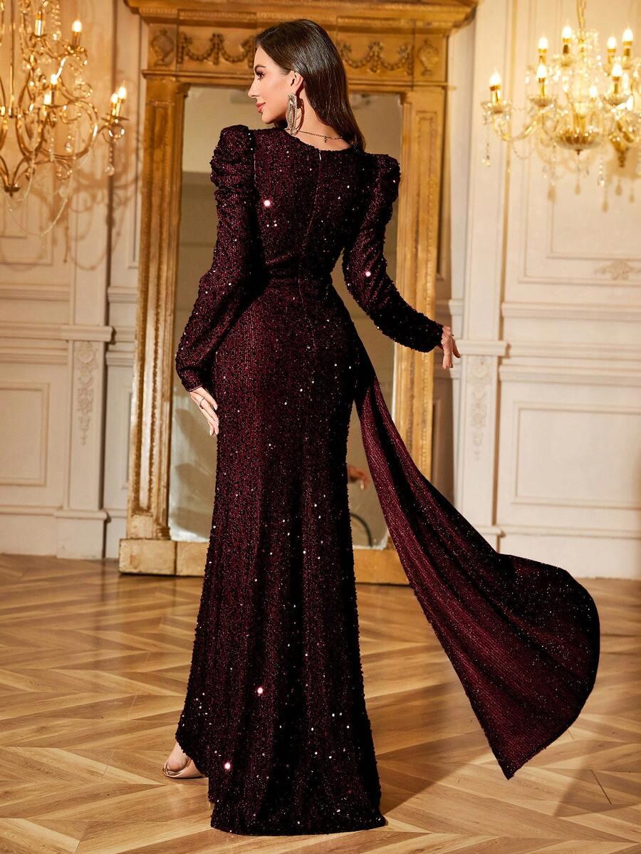 SHEIN BURGUNDOWA MAXI SUKIENKA S06__L