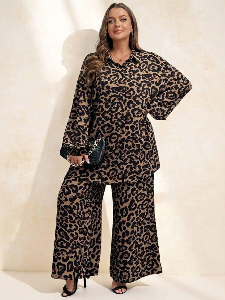 SHEIN KOMPLET SPODNIE KOSZULA ANIMAL PRINT S06__48