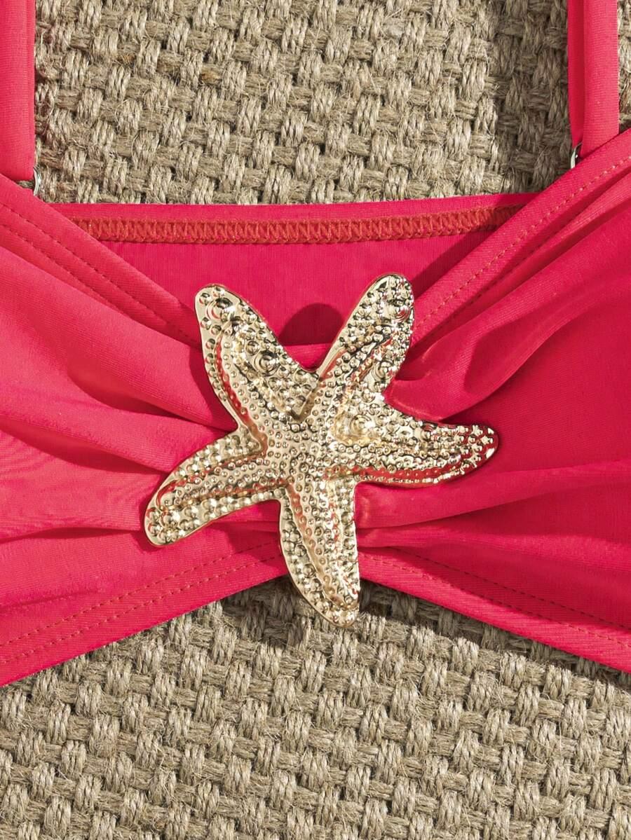 SHEIN RÓŻOWY DWUCZĘŚCIOWY STRÓJ KĄPIELOWY ZDOBIENIE PK01__XL