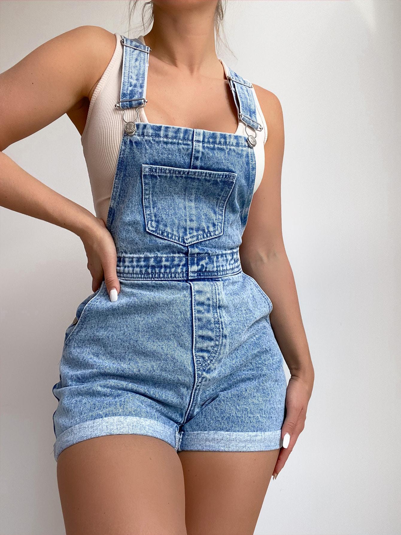 SHEIN SPODENKI OGRODNICZKI JEANS S06__M