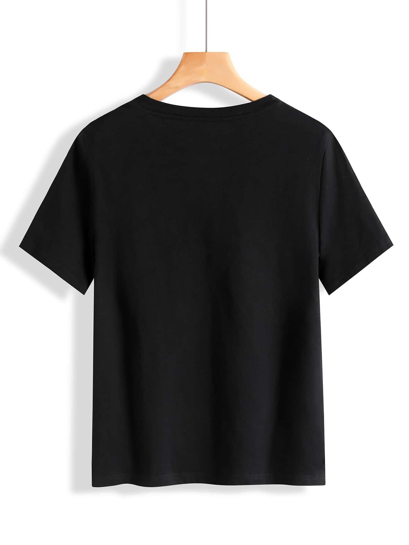 SHEIN KLASYCZNY CZARNY T-SHIRT S06__S