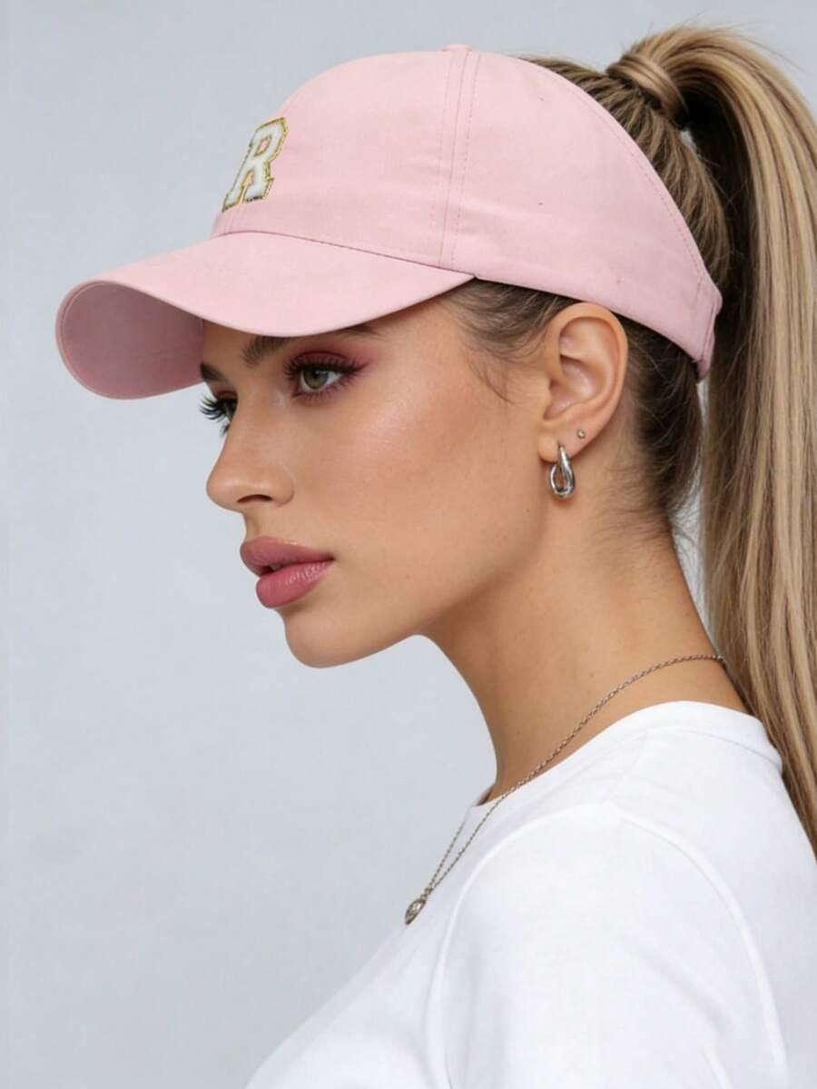 SHEIN RÓŻOWA CZAPKA Z DASZKIEM LITERKA E S07__OS