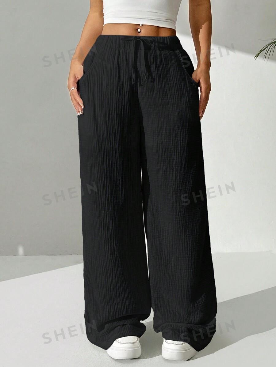 SHEIN CZARNE MUŚLINOWE SPODNIE NA GUMCE S06__XL