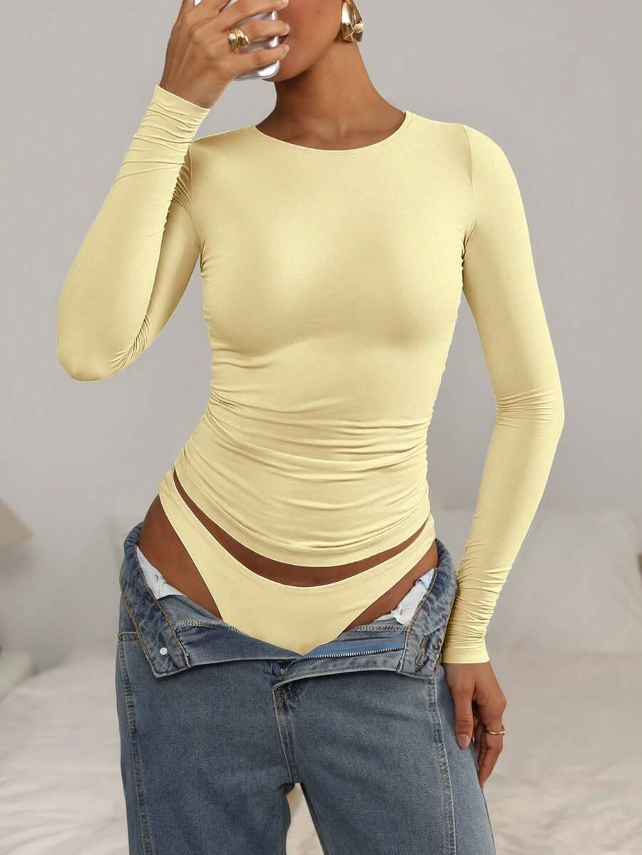 SHEIN ŻÓŁTA BLUZKA DŁUGI RĘKAW S06__XL