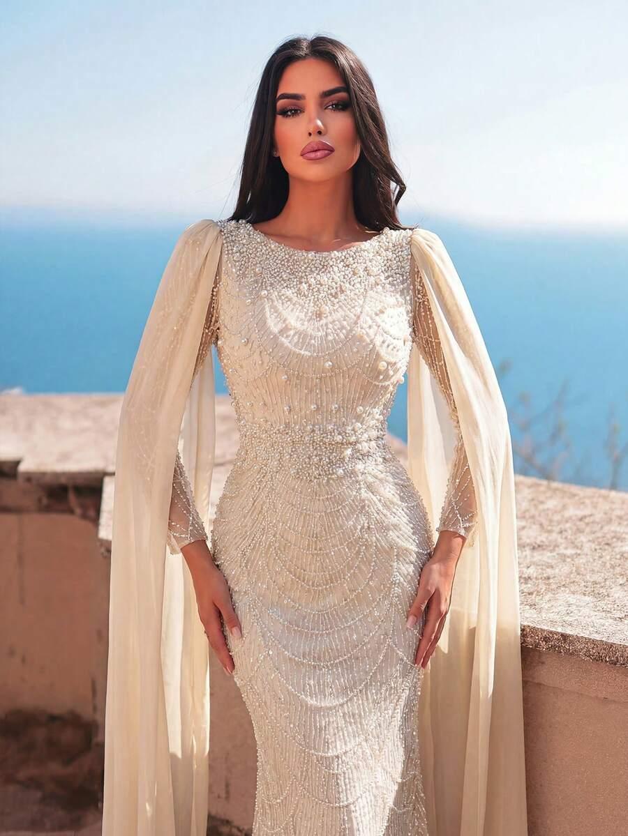 FAERIESTY KREMOWA MAXI SUKIENKA ZDOBIENIE S06__L
