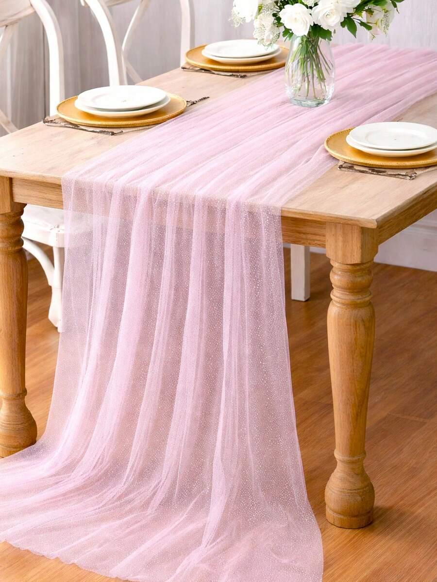 SHEIN RÓŻOWY BIEŻNIK NA STÓŁ S07__75X180CM