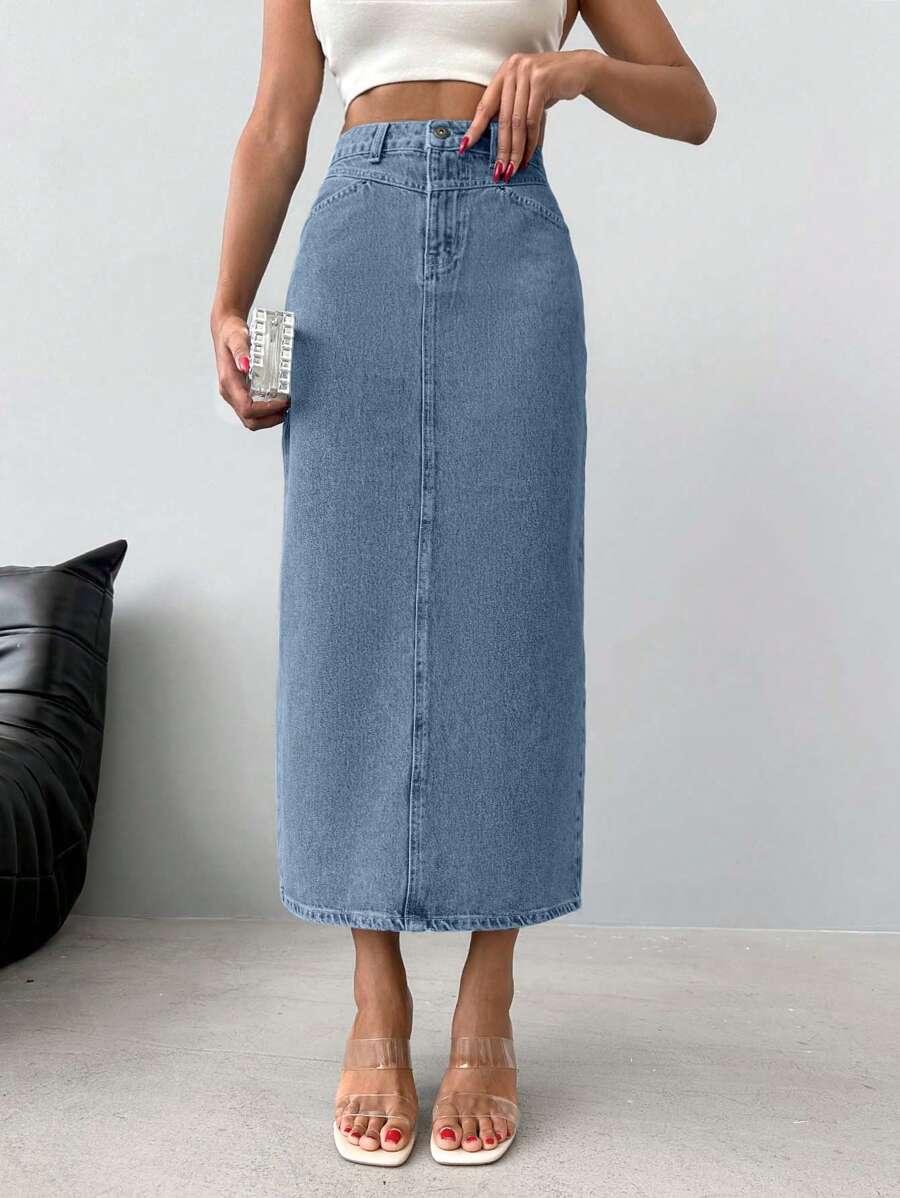EURMUSE NIEBIESKA SPÓDNICA JEANS S06__M