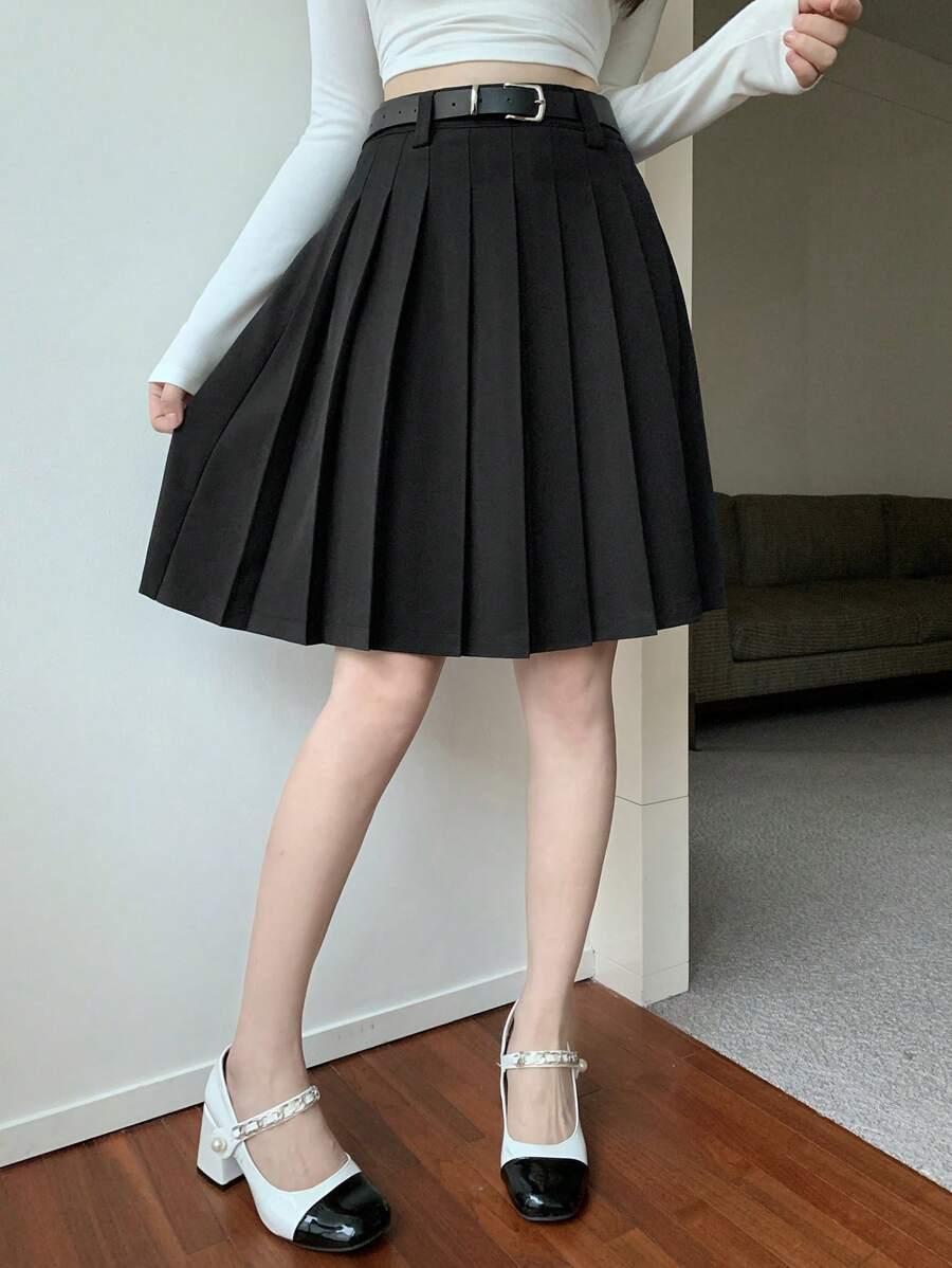 SHEIN CZARNA SPÓDNICA PRZED KOLANO S06__XL