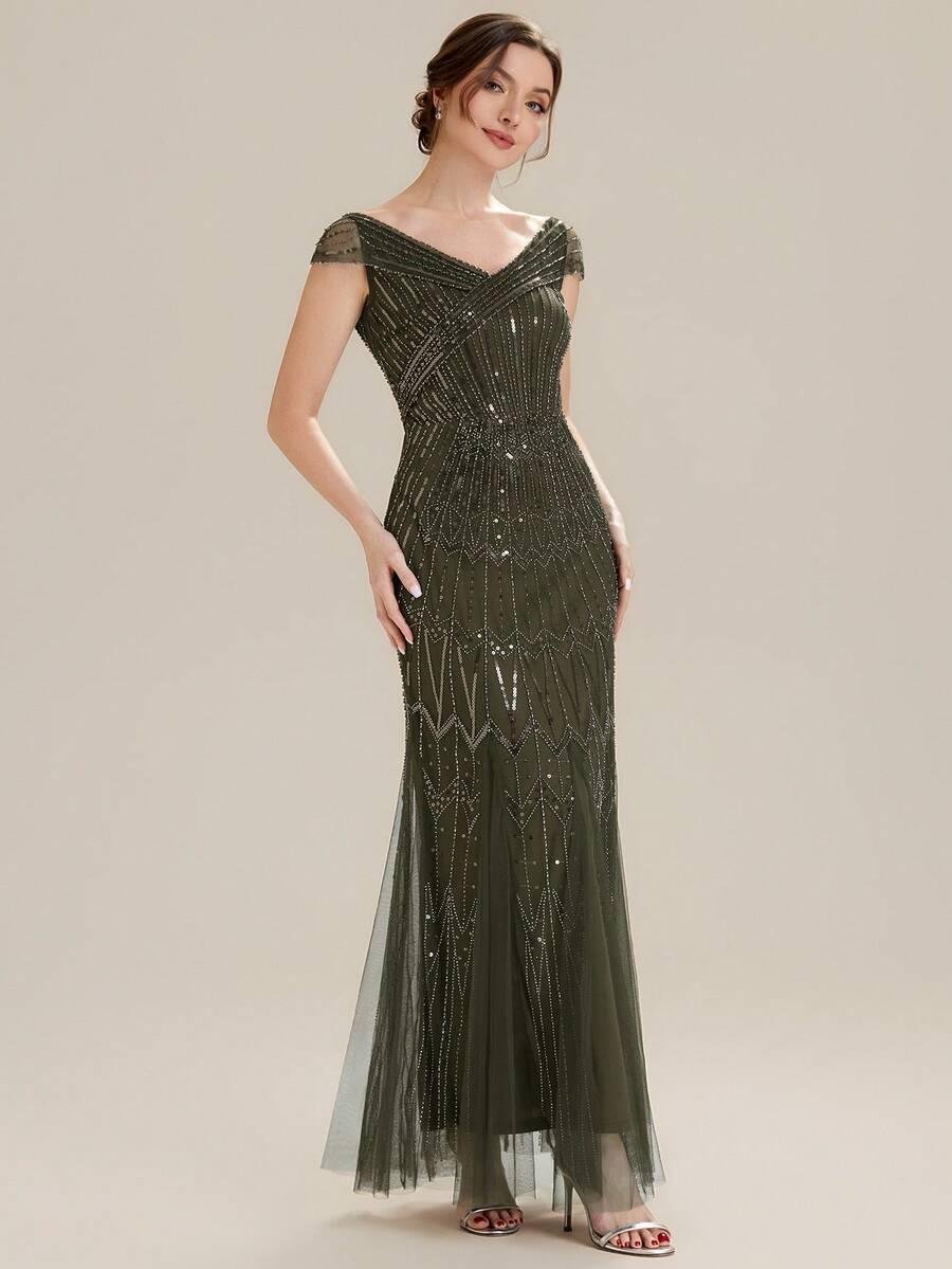 SHEIN ZIELONA MAXI SUKIENKA S06__L