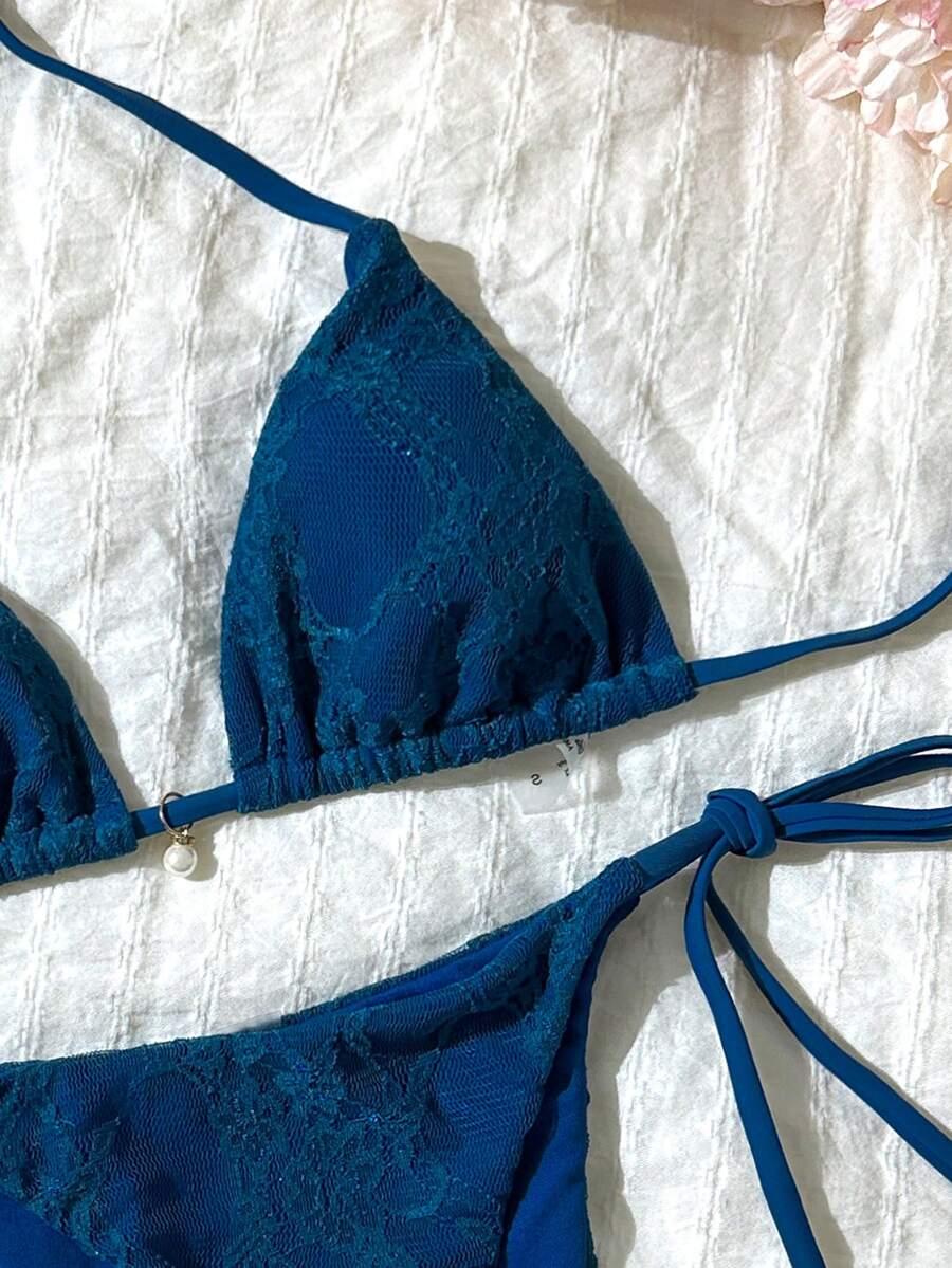 SHEIN DWUCZĘŚCIOWY STRÓJ KĄPIELOWY KORONKA S09__XS