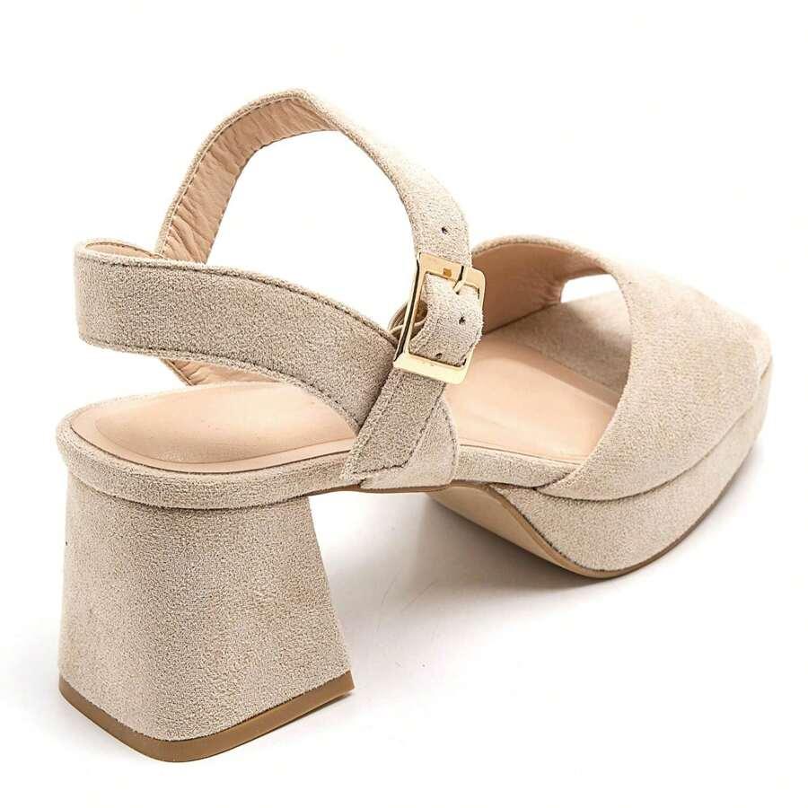 SHEIN BEŻOWE SANDAŁY IMITACJA ZAMSZU S06__41