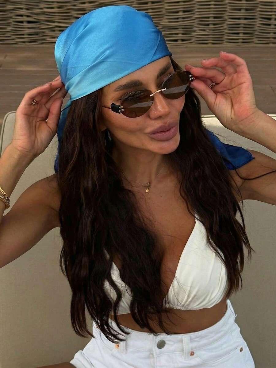 SHEIN NIEBIESKA SATYNOWA CHUSTA S07