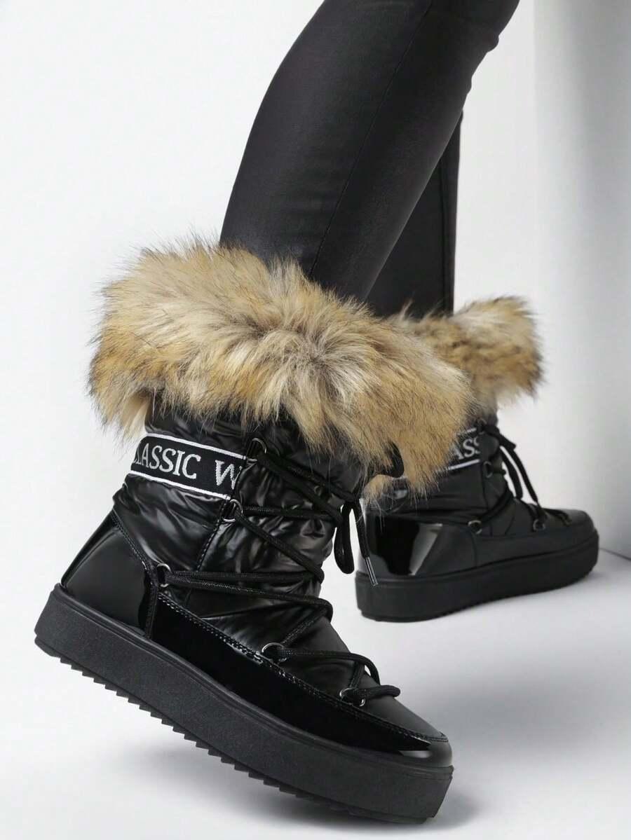 SHEIN CZARNE ŚNIEGOWCE SZTUCZNE FUTRO W01__38