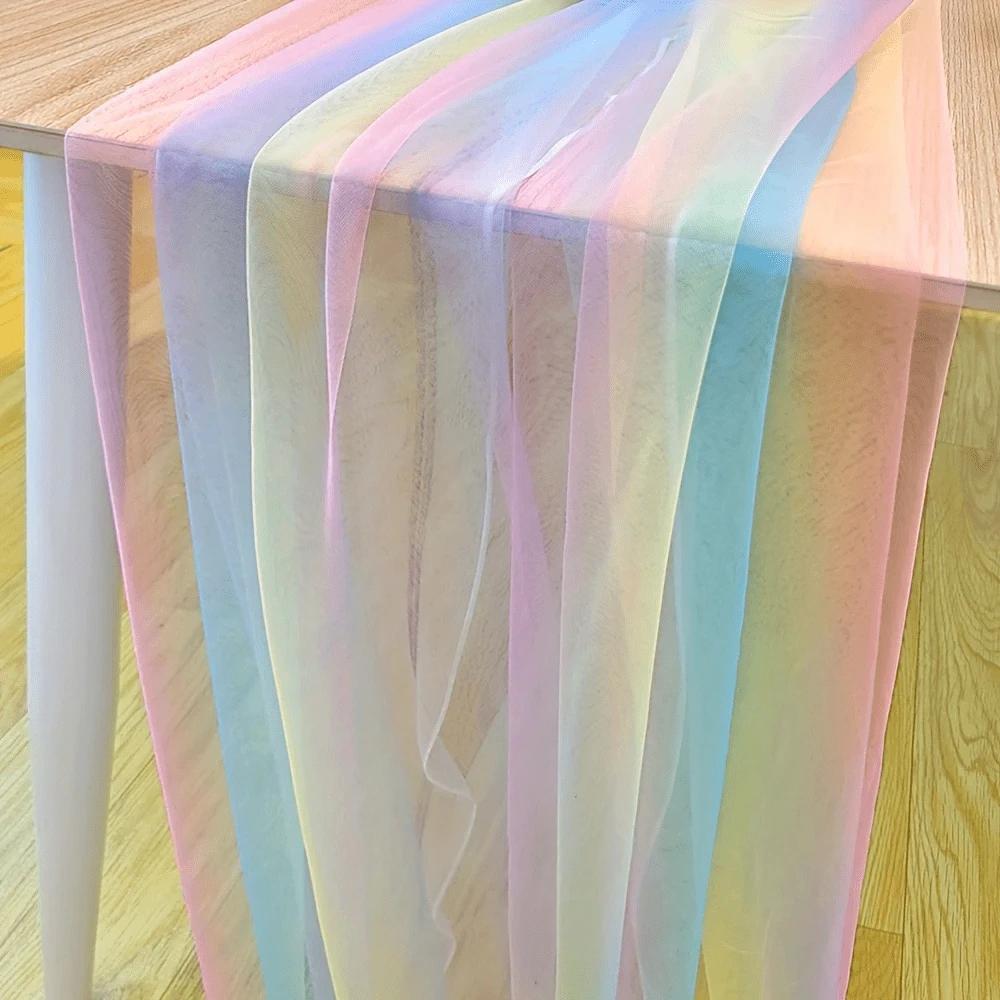 SHEIN TIULOWY BIEŻNIK TĘCZA S07__72X300CM