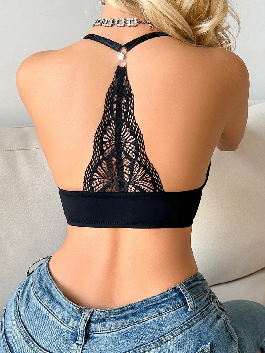 SHEIN CZARNY BIUSTONOSZ KORONKA S06__75C