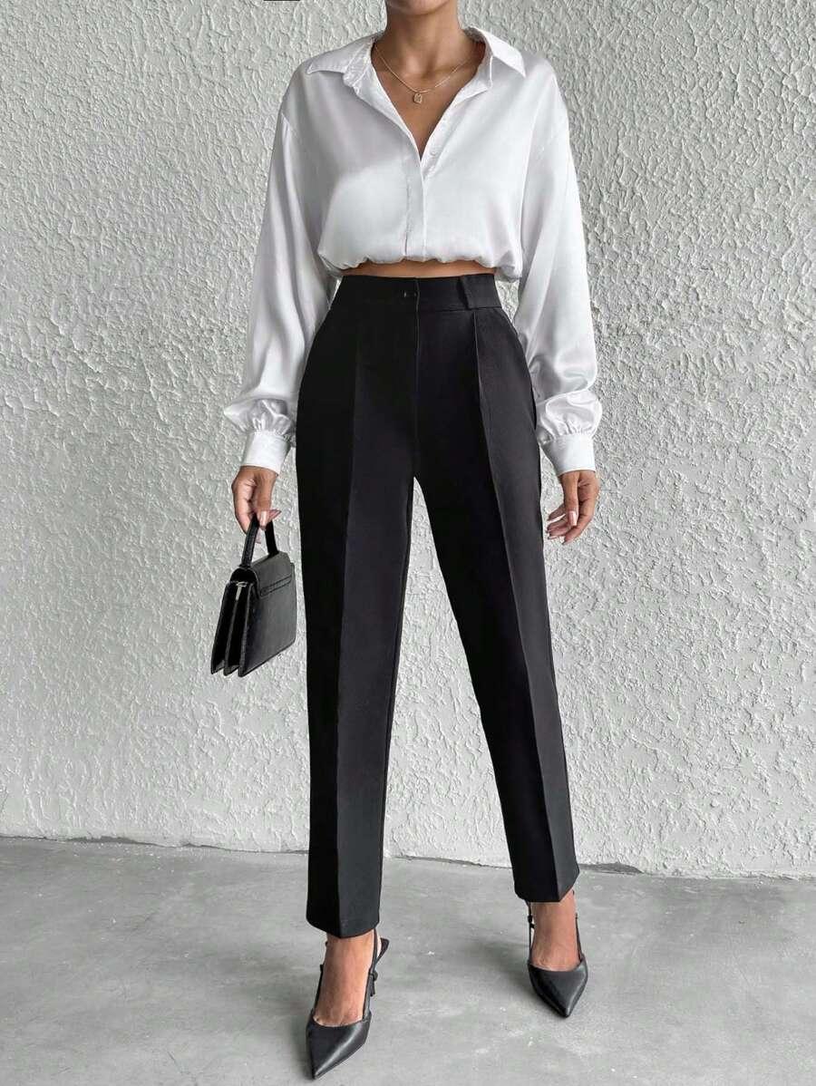 SHEIN CZARNE PROSTE SPODNIE S06__XL