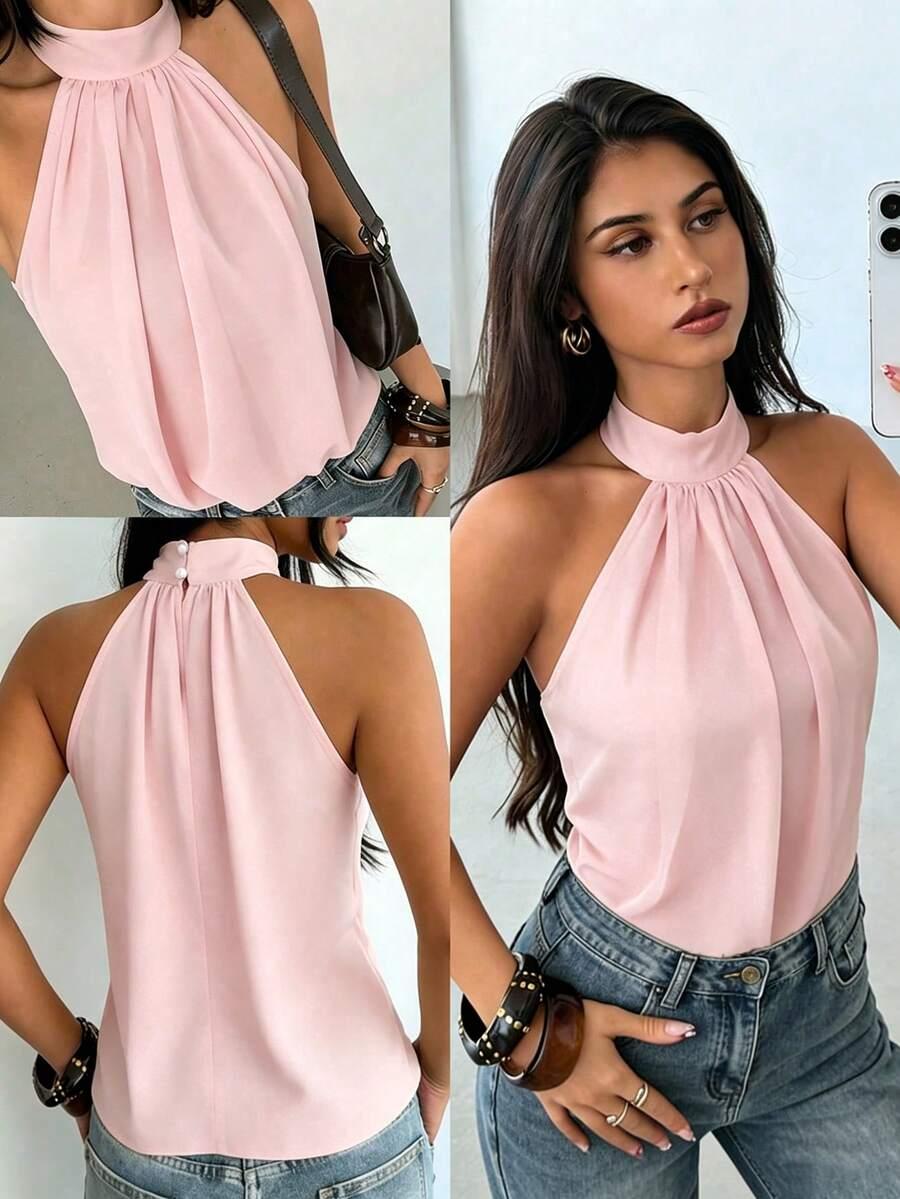 SHEIN RÓŻOWA BLUZKA BEZ RĘKAWÓW S06__M