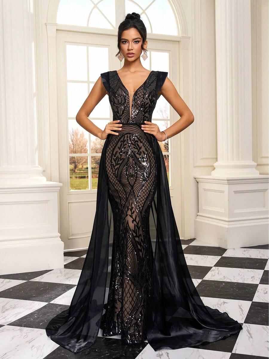 SHEIN CZARNA MAXI SUKIENKA S06__L