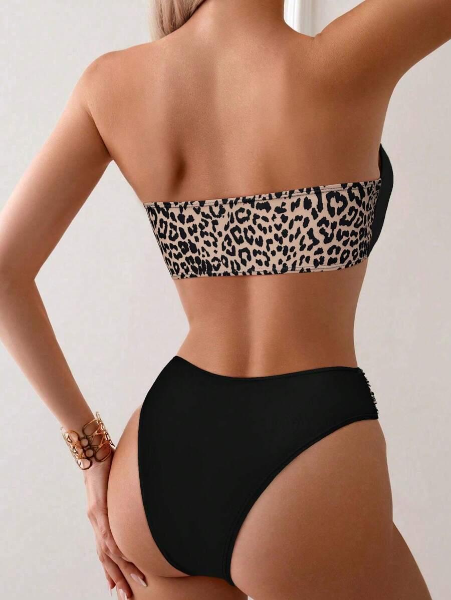 SHEIN DWUCZĘŚCIOWY STRÓJ KĄPIELOWY ANIMAL PRINT S06__L